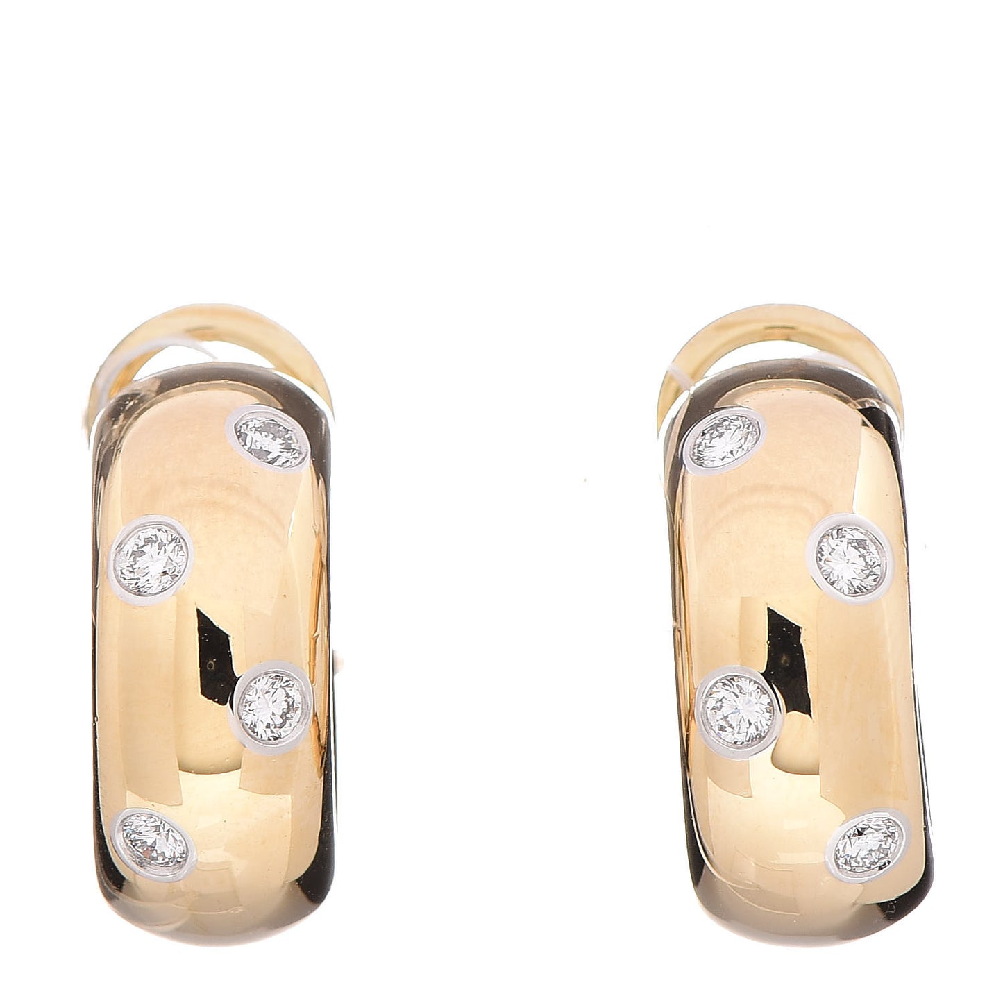 18K Yellow Gold Platinum Diamond Etoile Hoop Earrings