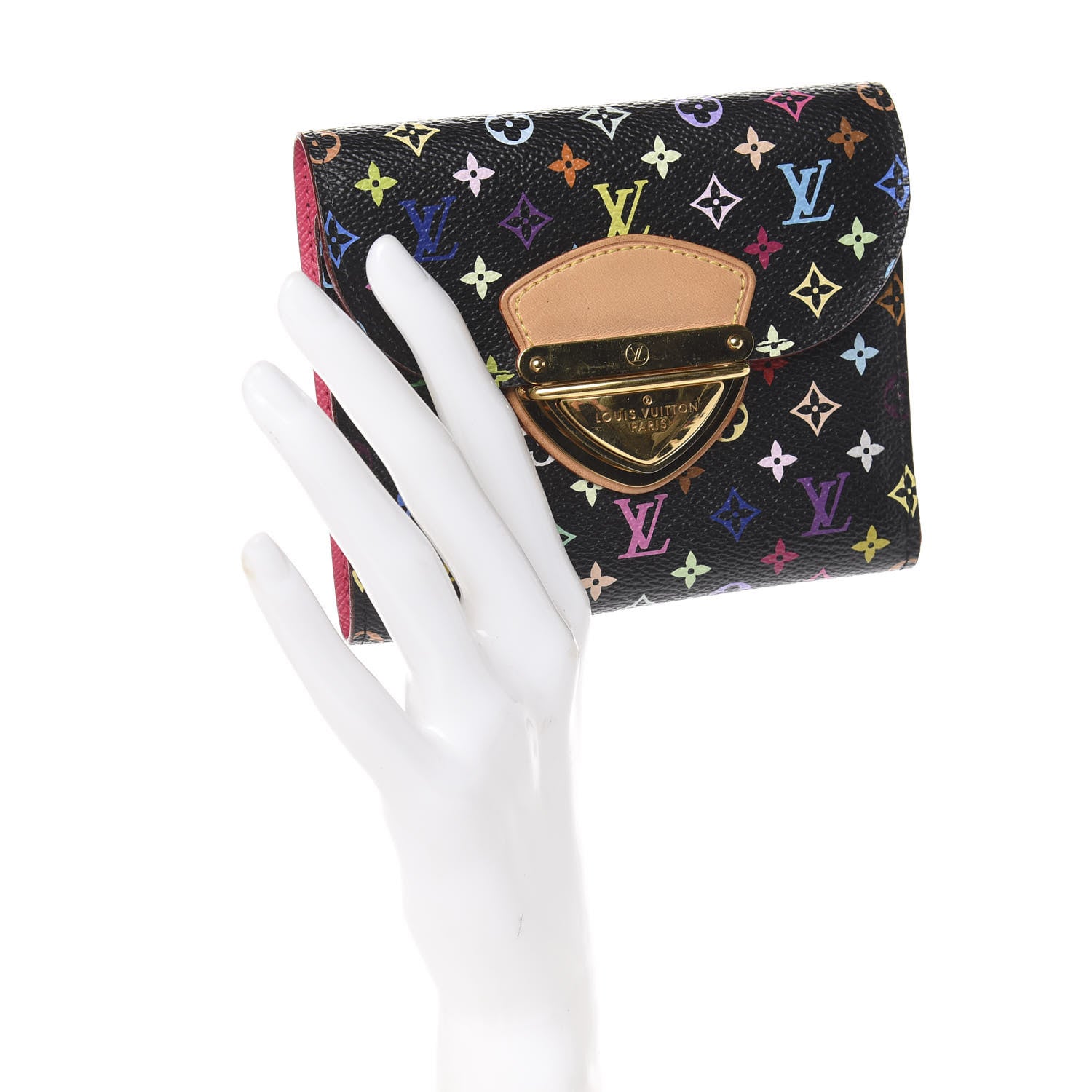 Louis Vuitton Monogram Multicolor Joey Wallet Black Grenade 2 of 6