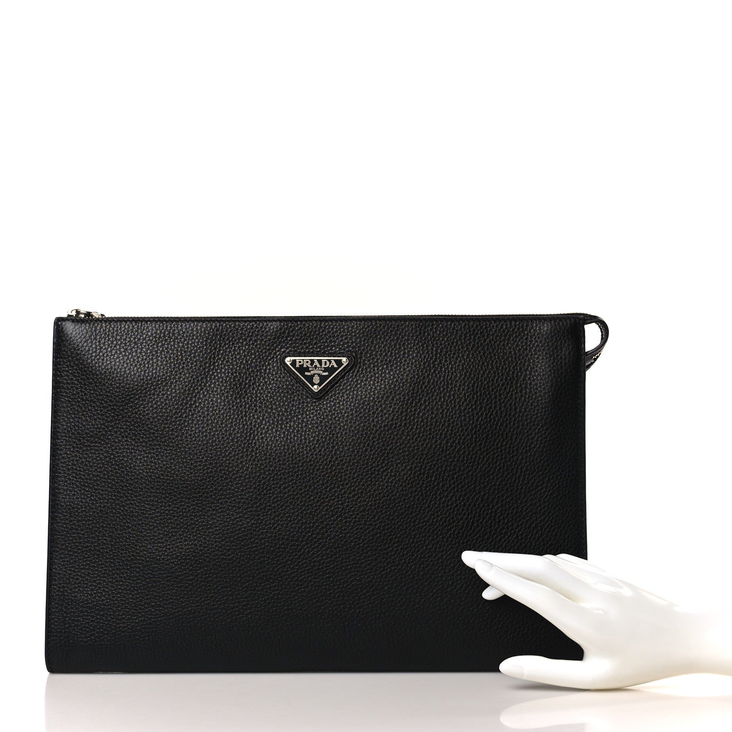 Prada Vitello City Zip Clutch Black 2 of 8