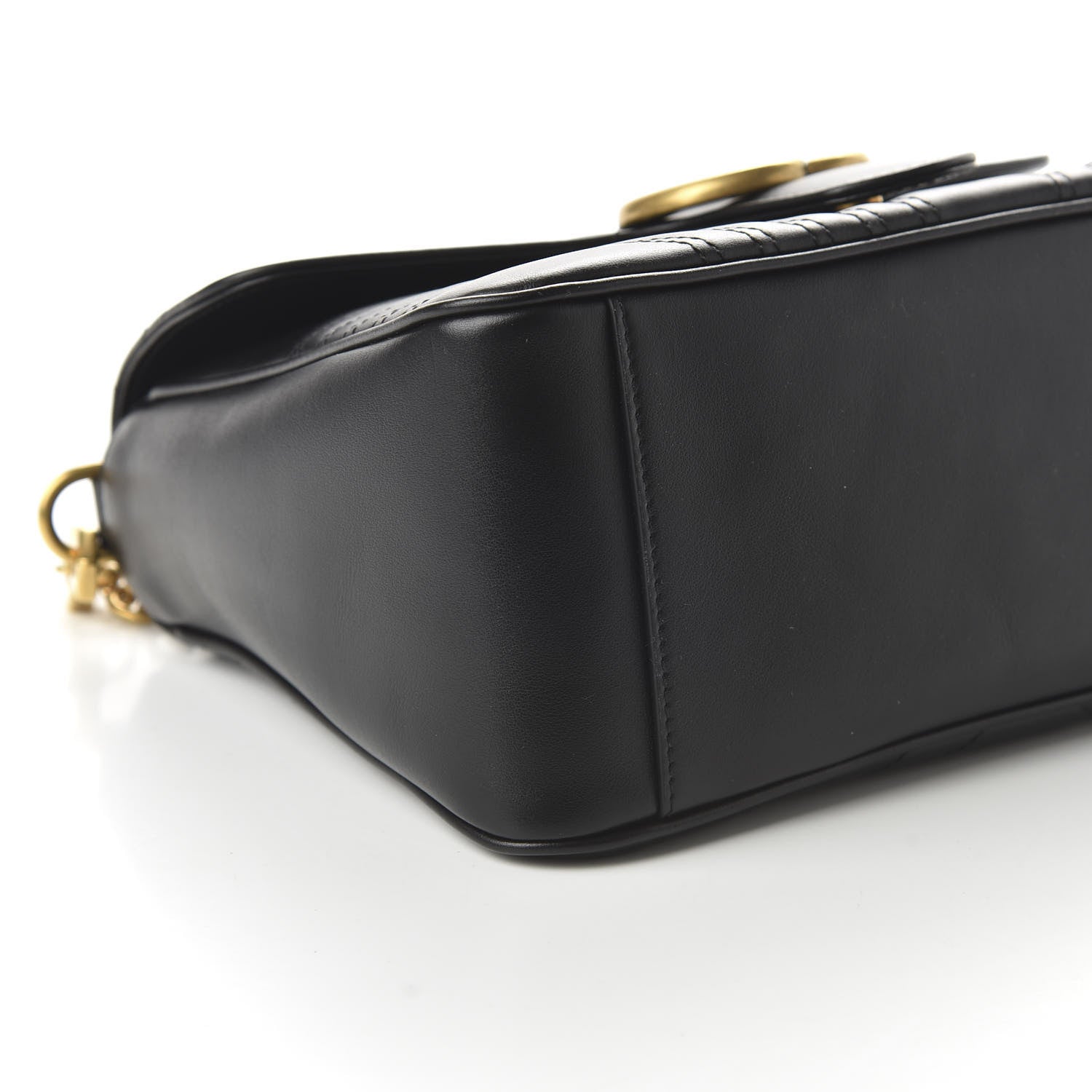 Gucci Calfskin Matelasse Small GG Marmont Top Handle Shoulder Bag Black 6 of 10