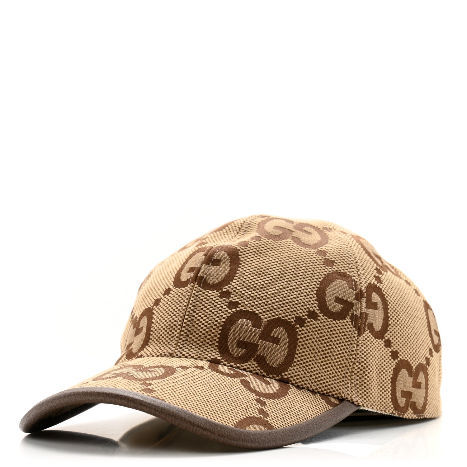Gucci Monogram Jumbo GG Baseball Hat XL 59 Camel Ebony 1 of 10