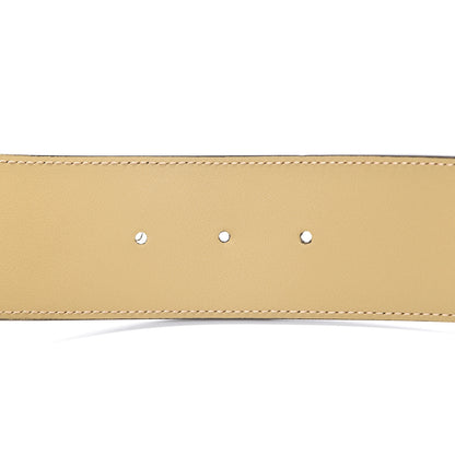 Gucci Calfskin Striped Textured Double G 50mm Belt 85 34 Black Beige 4 of 6