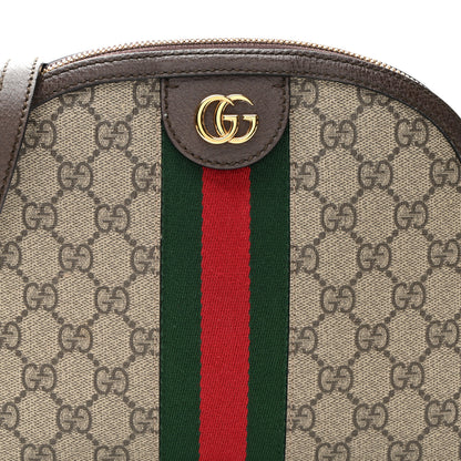 Gucci GG Supreme Monogram Textured Dollar Calfskin Web Small Ophidia Dome Shoulder Bag Beige Ebony New Acero 8 of 11