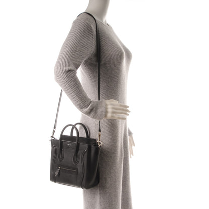 Celine Drummed Calfskin Nano Luggage Black 2 of 7