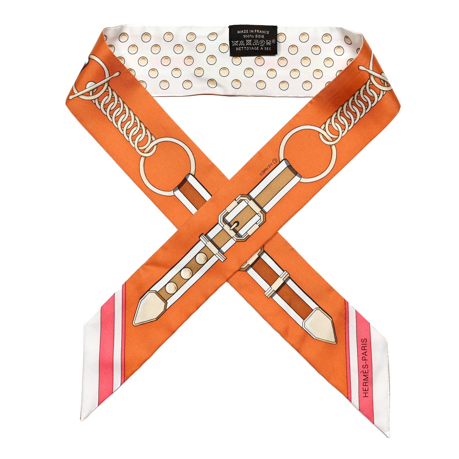 Hermes Silk Grand Tralala Twilly Creme Roux Corail 1 of 5