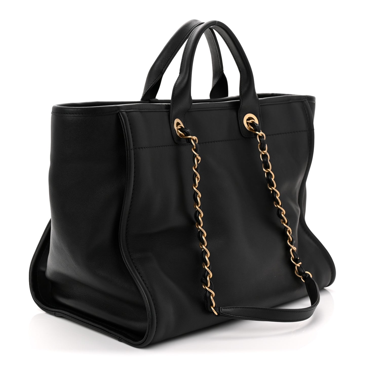 Calfskin Medium Deauville Tote Black Multicolor