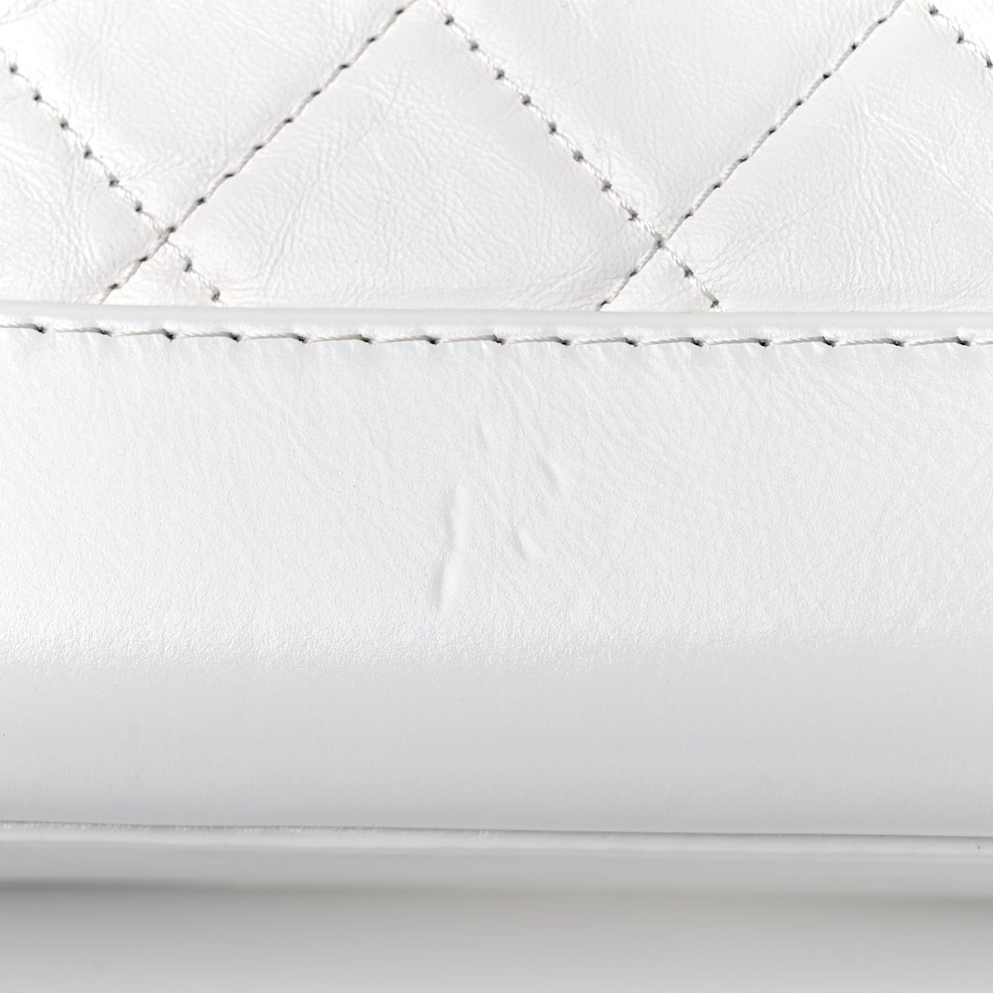 Aged Calfskin Quilted Small Gabrielle Hobo White