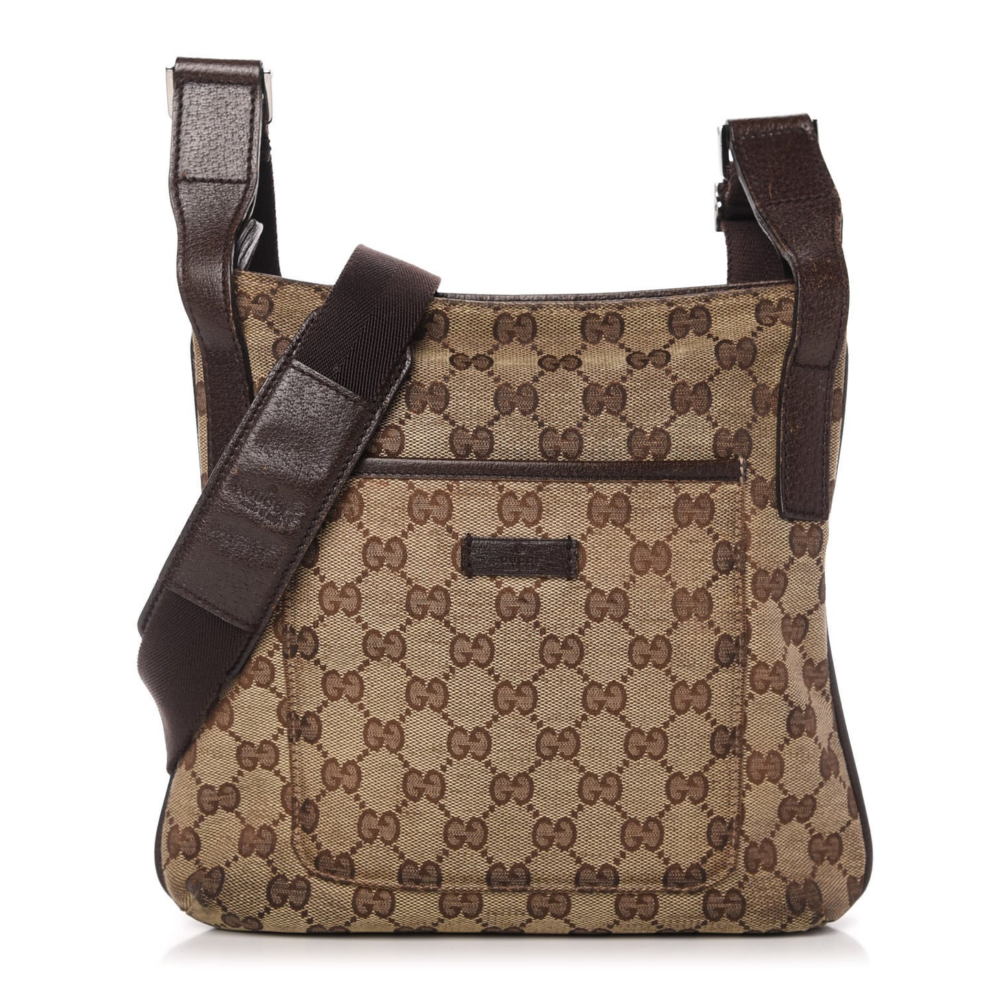 Monogram Flat Messenger Bag Dark Brown