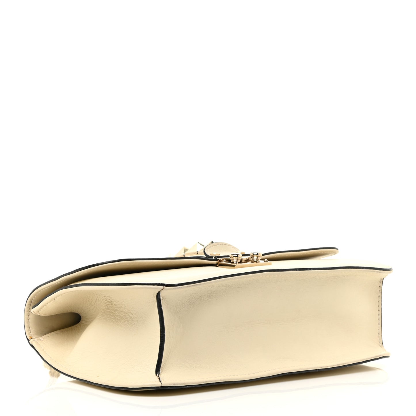 Vitello Medium Glam Lock Rockstud Flap Light Ivory