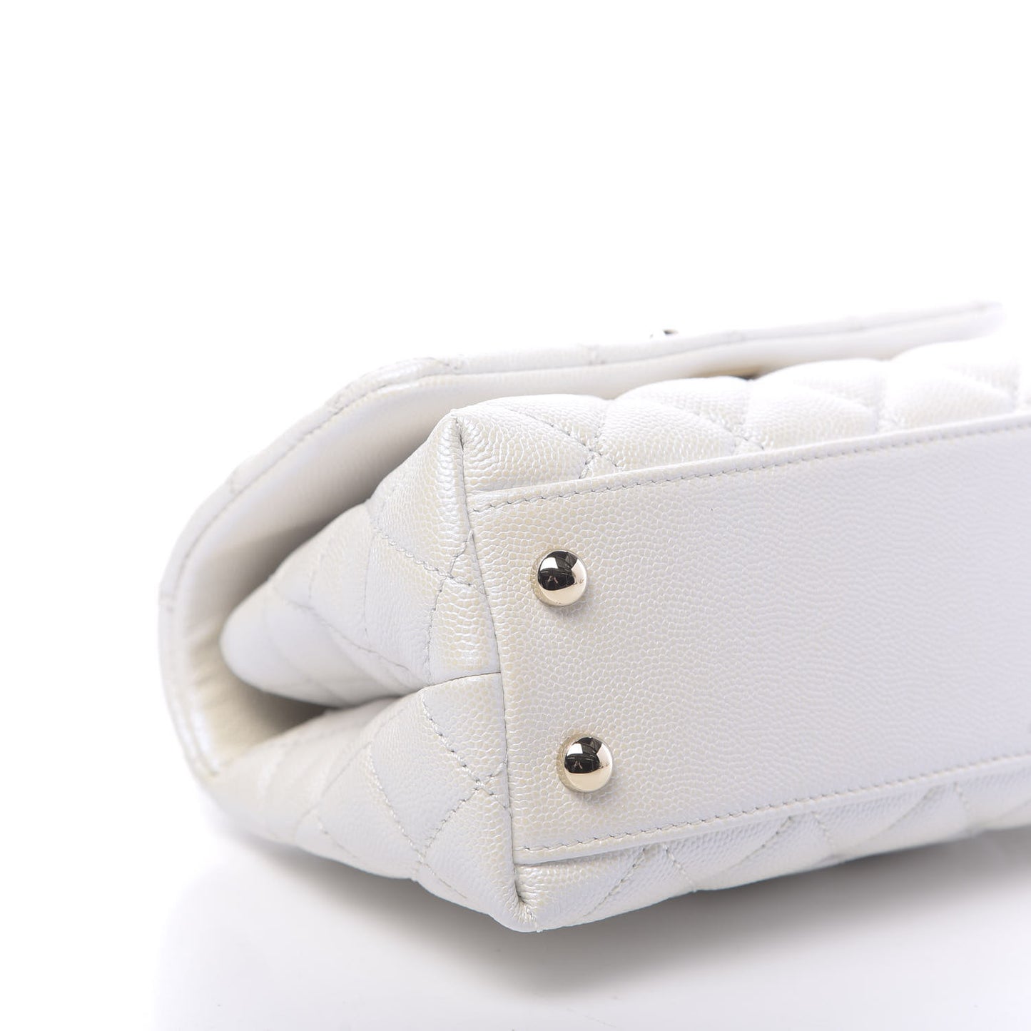 Iridescent Caviar Quilted Extra Mini Coco Handle Flap Ivory