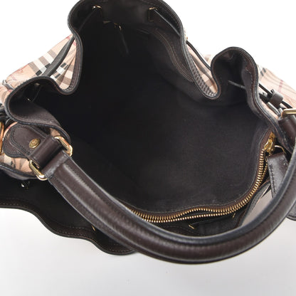 Burberry Haymarket Check Medium Walden Belted Hobo Chocolate 5 of 8