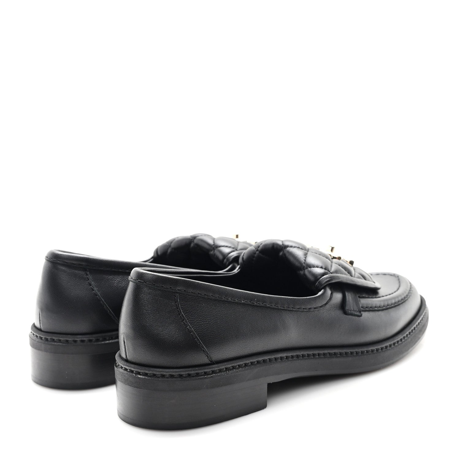 Chanel Lambskin Quilted CC Turnlock Loafers 37.5 Black 5 of 9