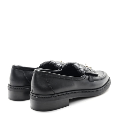 Chanel Lambskin Quilted CC Turnlock Loafers 37.5 Black 5 of 9