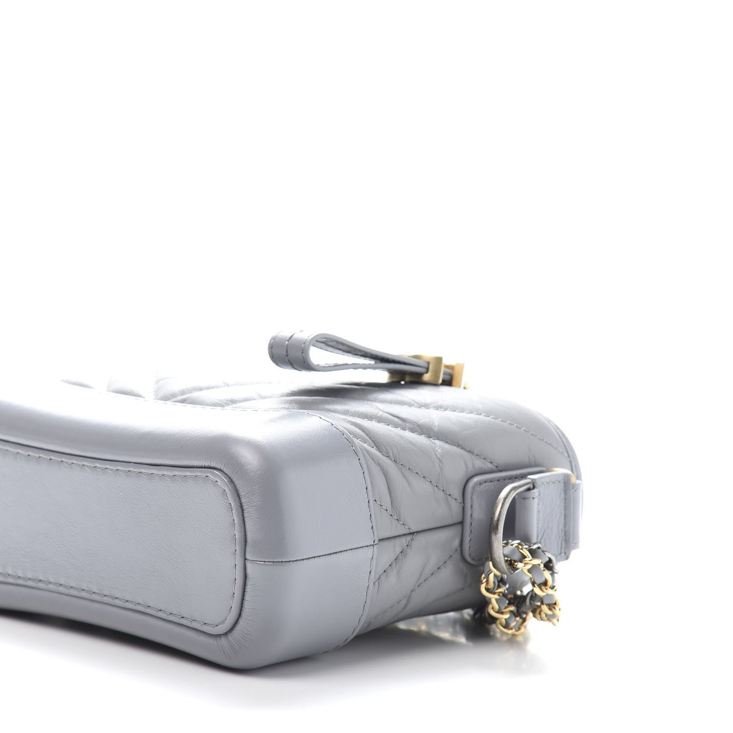 Chanel Aged Calfskin Chevron Quilted Small Gabrielle Hobo Grey 9 of 11