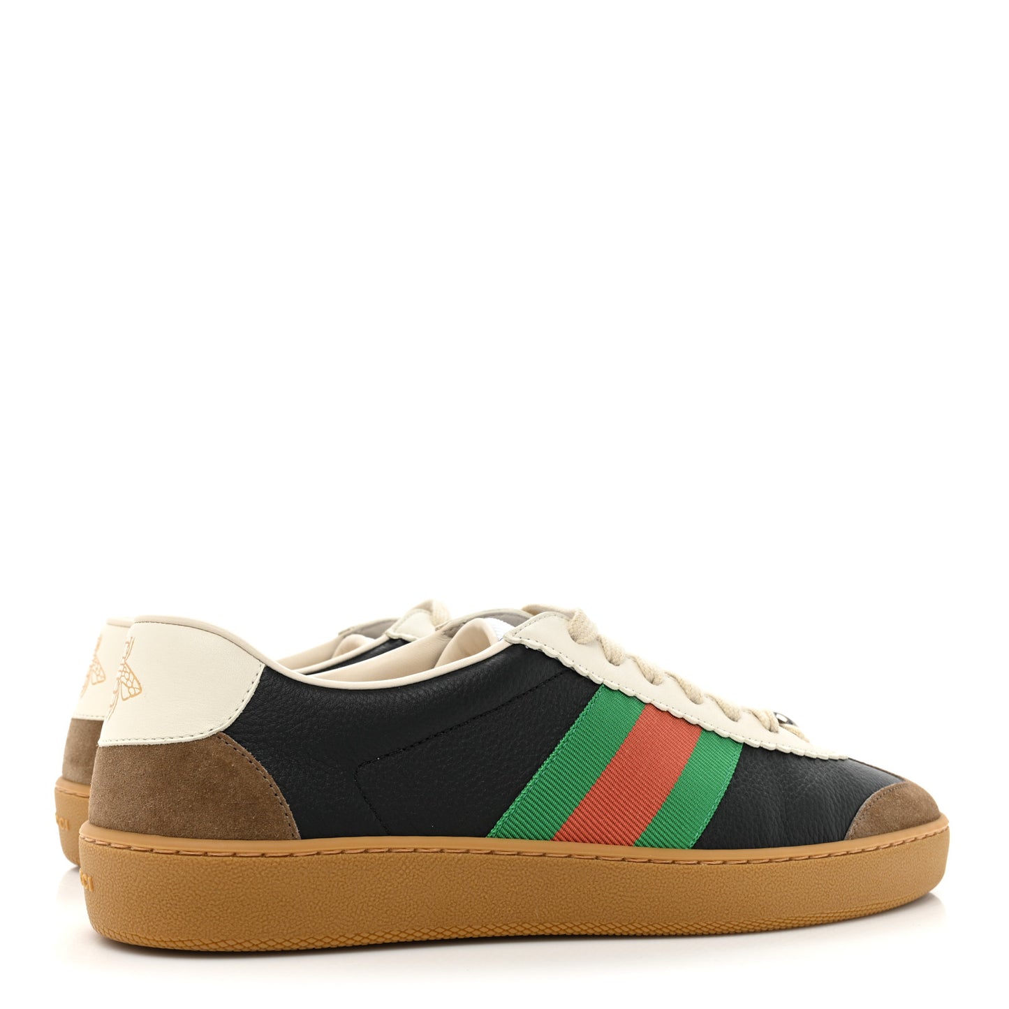 Calfskin Suede Web Mens G74 Sneakers 8.5 Ardesia Black New Mystic White