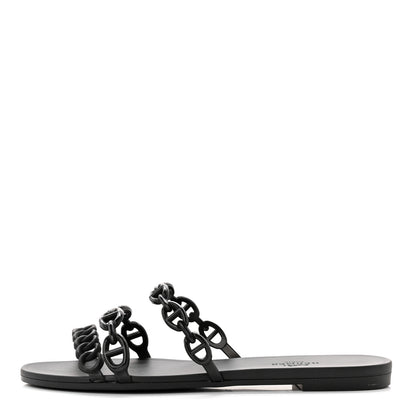 Hermes Rubber Chaine d'Ancre Rivage Sandals 36 Black 1 of 8