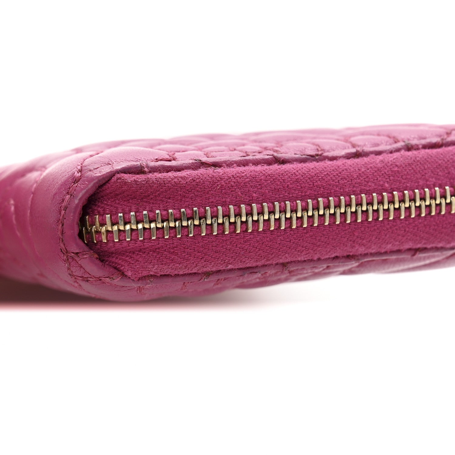 Chanel Lambskin Camellia Embossed Small Zip Around Wallet Dark Pink 11 of 12
