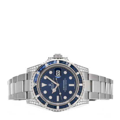 Rolex 18K White Gold Diamond Blue Sapphire 40mm Oyster Perpetual Submariner Watch Royal Blue 116659SABR 2 of 5