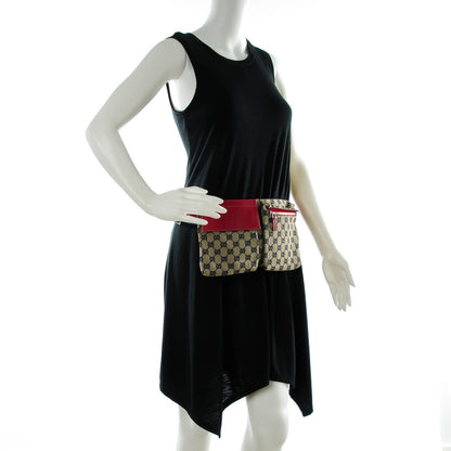 Gucci GG Monogram Web Double Pocket Belt Bag Navy Red 2 of 7