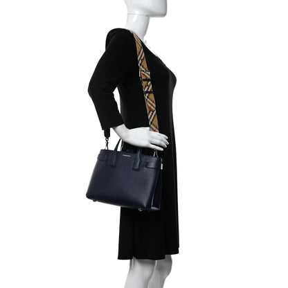 Burberry Derby Calfskin House Check Small Banner Tote Regency Blue 2 of 9