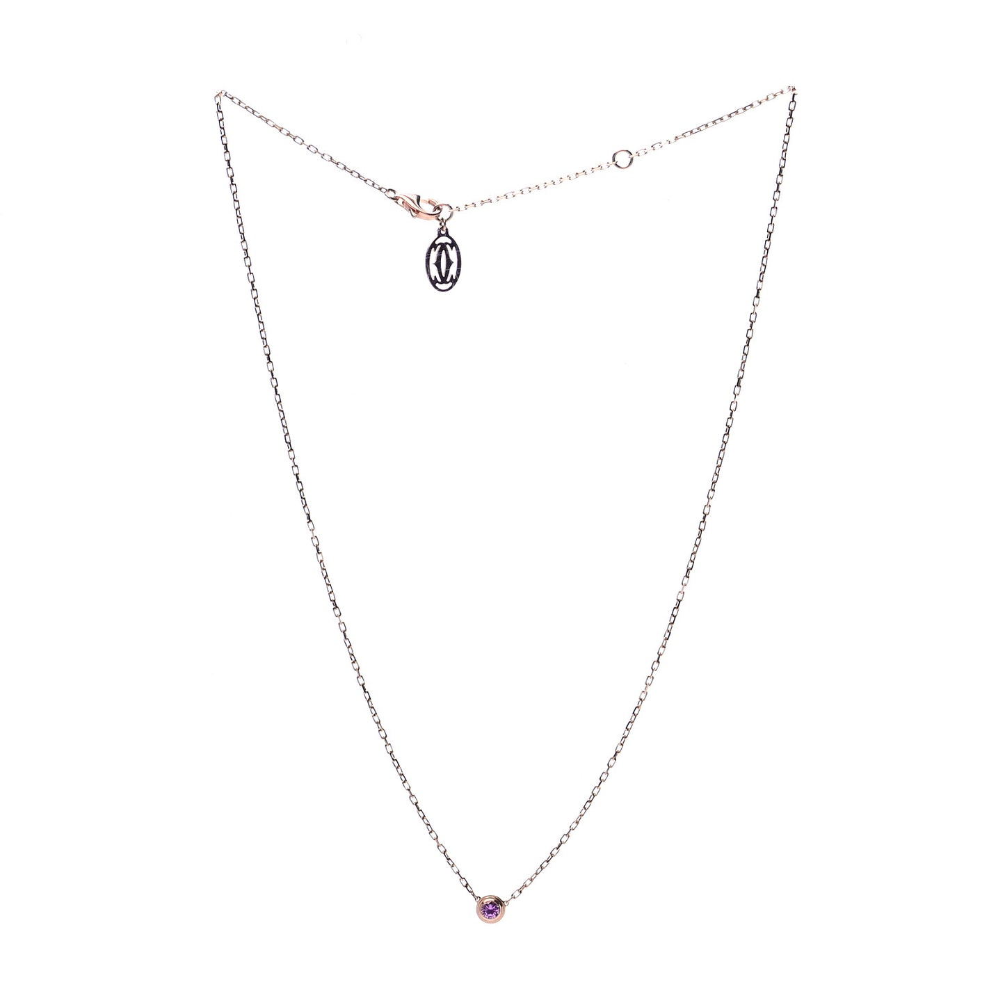 18K Pink Gold Pink Sapphire D'Amour Pendant Necklace