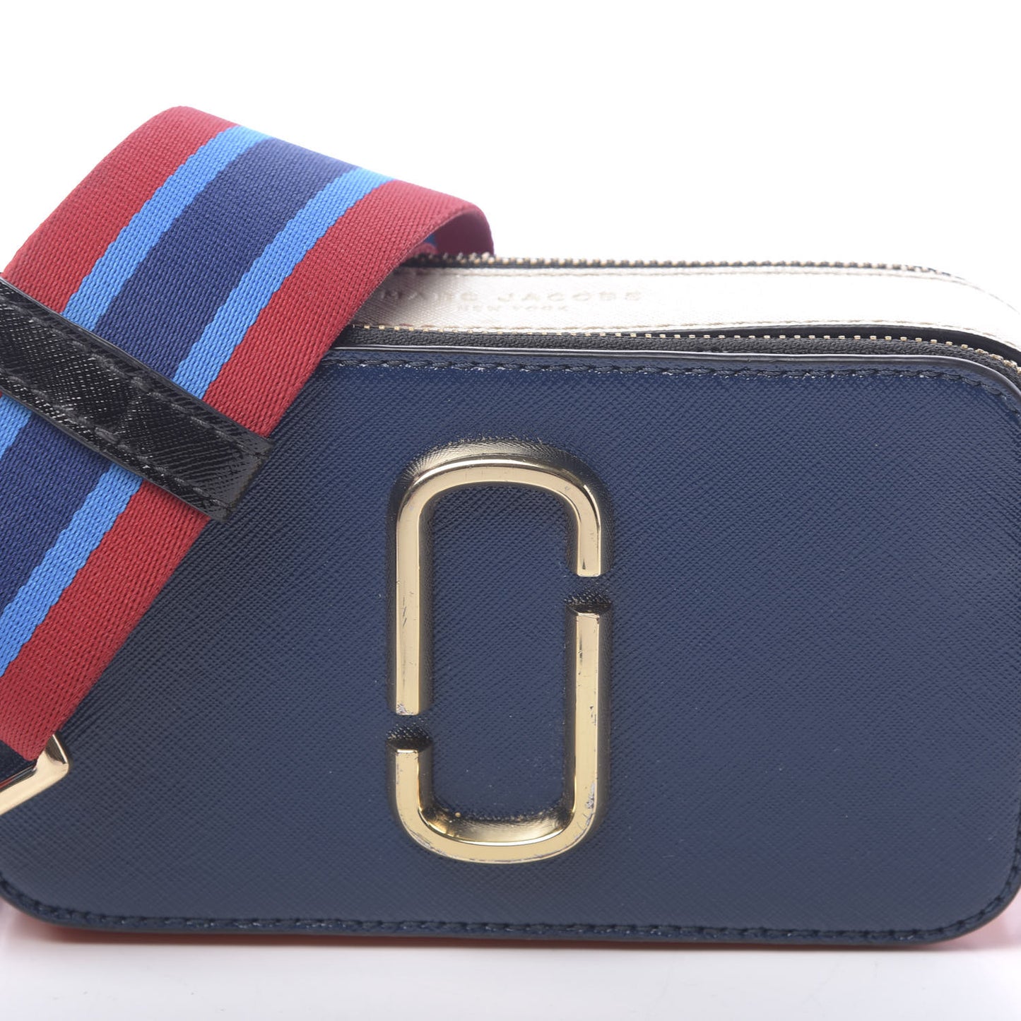 Saffiano Small Snapshot Camera Bag Navy Multicolor