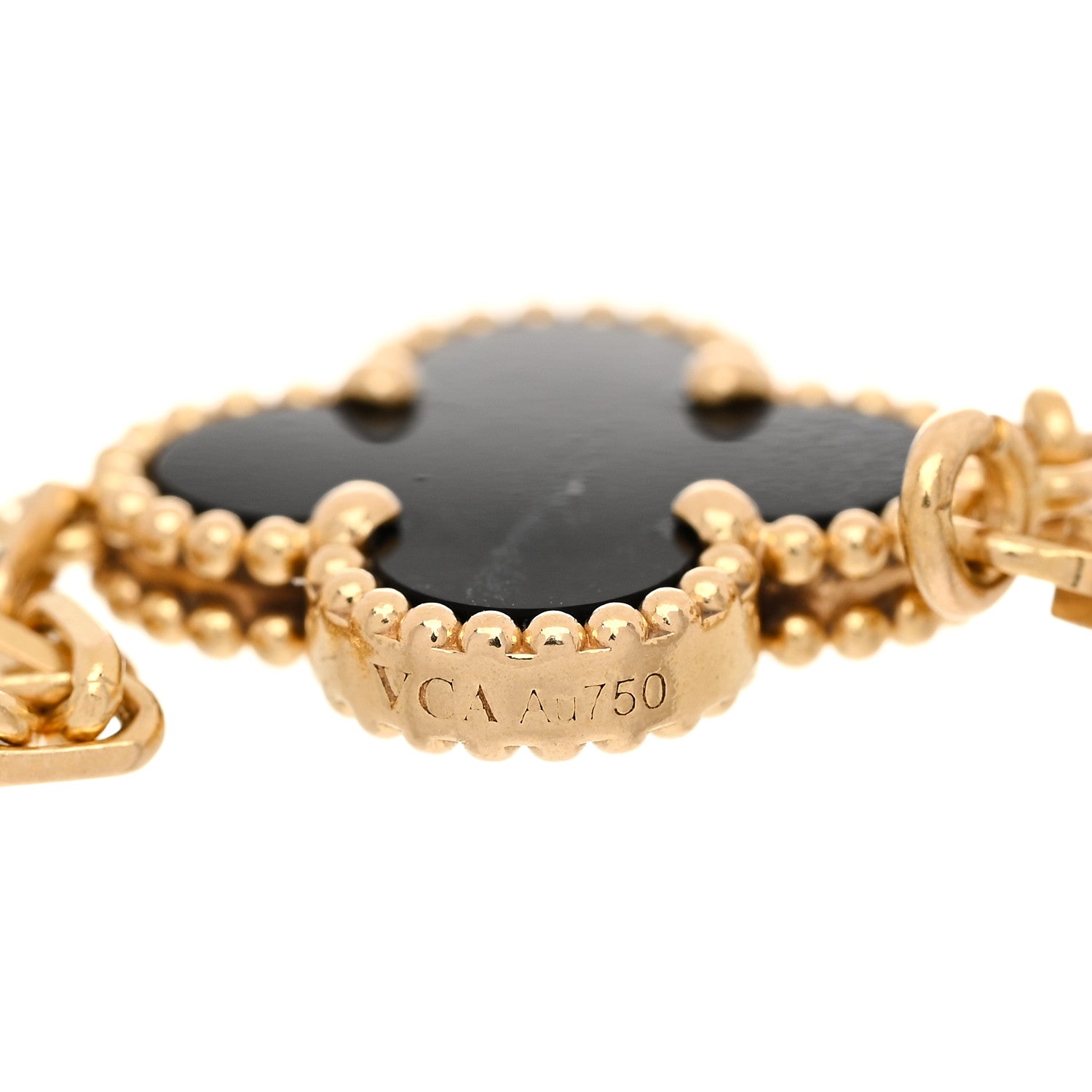 Van Cleef & Arpels 18K Yellow Gold Black Onyx 5 Motifs Vintage Alhambra Bracelet 4 of 6