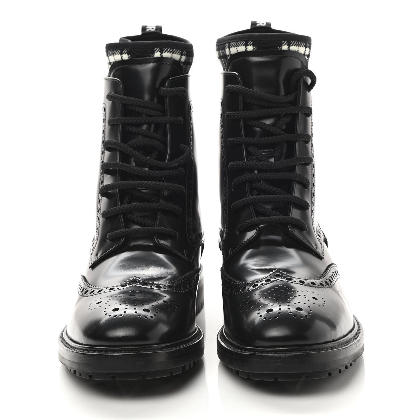 Calfskin Tartan D-Order Low Boot 39 Black White