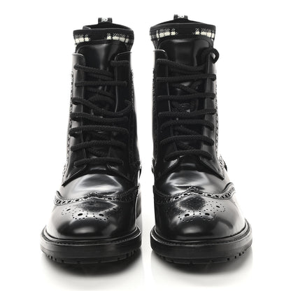 Christian Dior Calfskin Tartan D-Order Low Boot 39 Black White 2 of 8