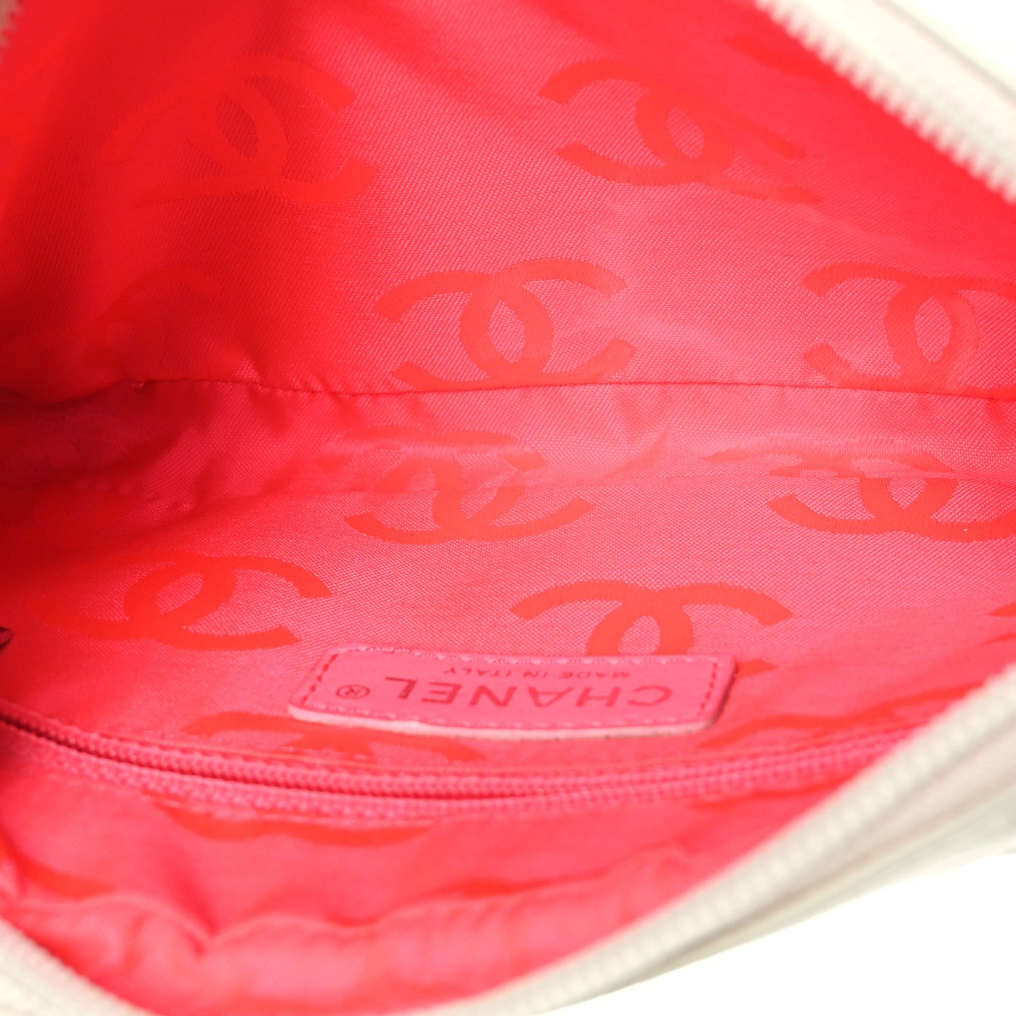 Calfskin Quilted Cambon Pochette White Black