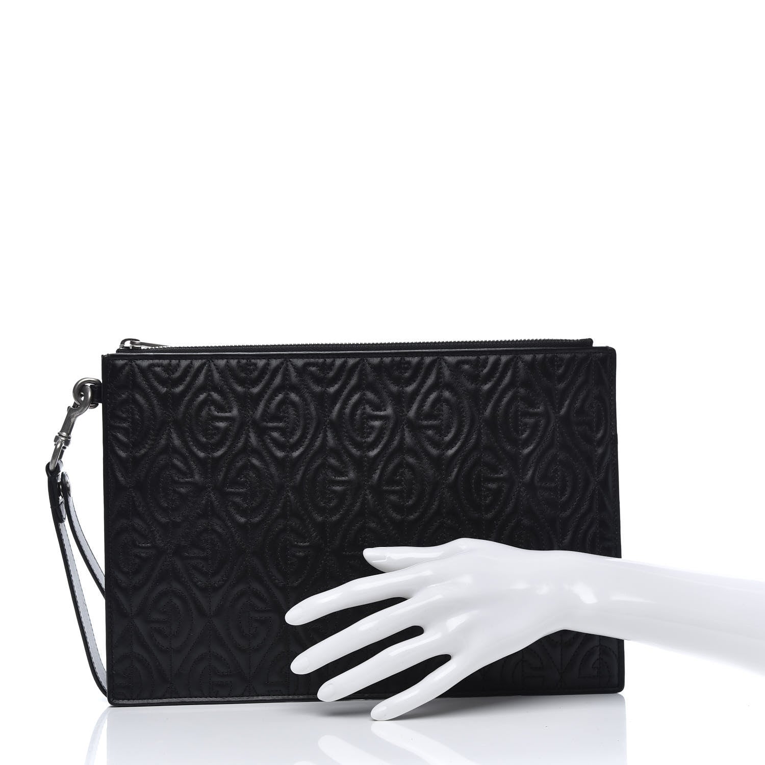 Gucci Calfskin G Rhombus Quilted Documents Holder Black 2 of 9