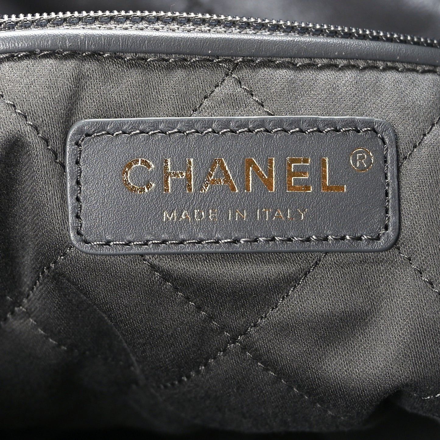 Shiny Calfskin Quilted Large Chanel 22 Grey