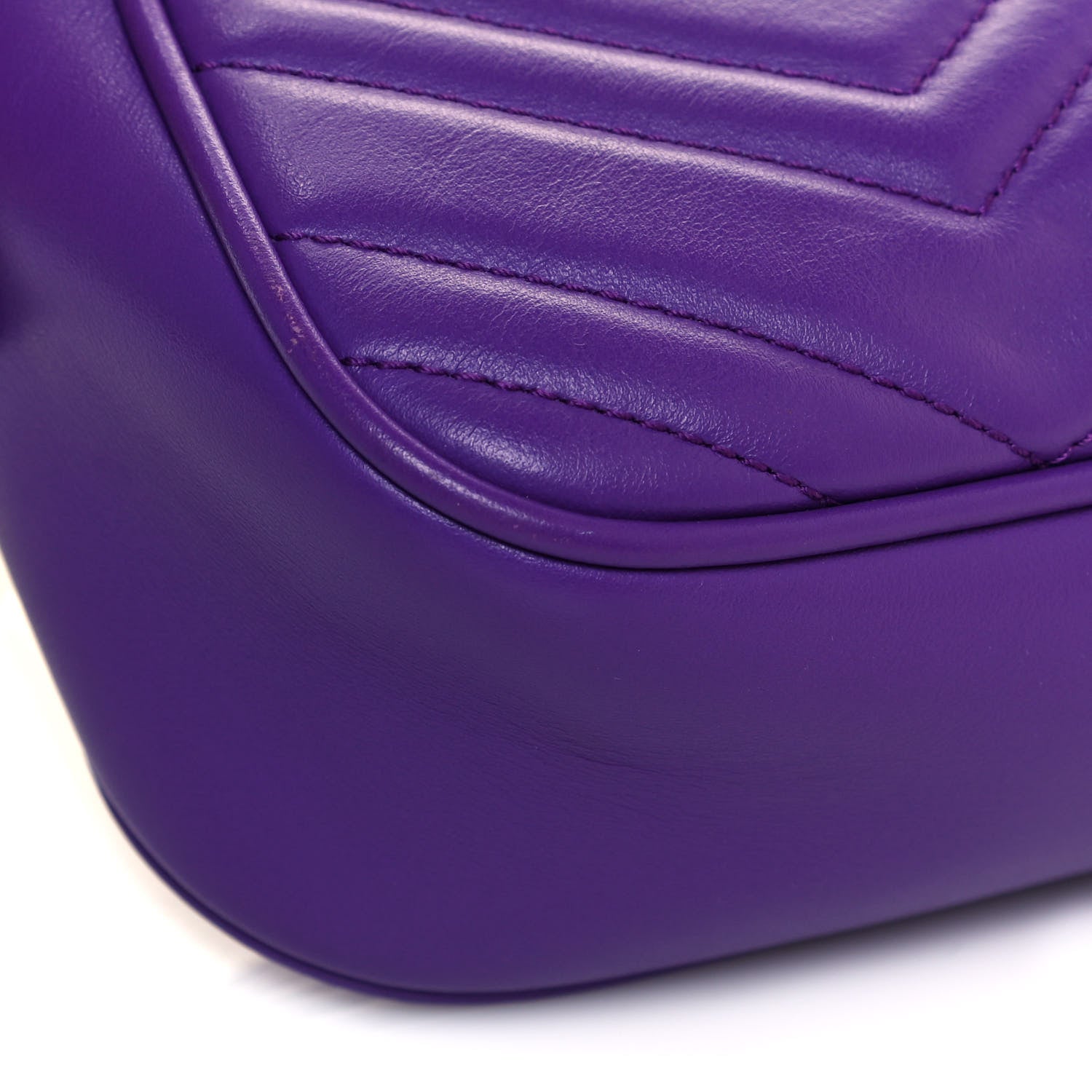 Gucci Calfskin Matelasse Small GG Marmont Chain Shoulder Bag Shine Purple 8 of 14