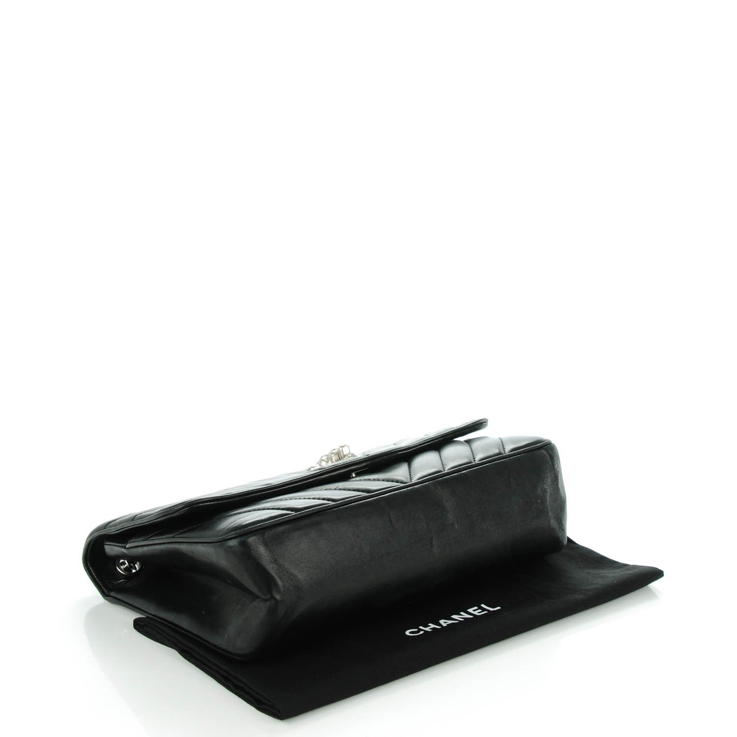 Chanel Lambskin Chevron Jumbo Leo Lion Flap Black 4 of 8