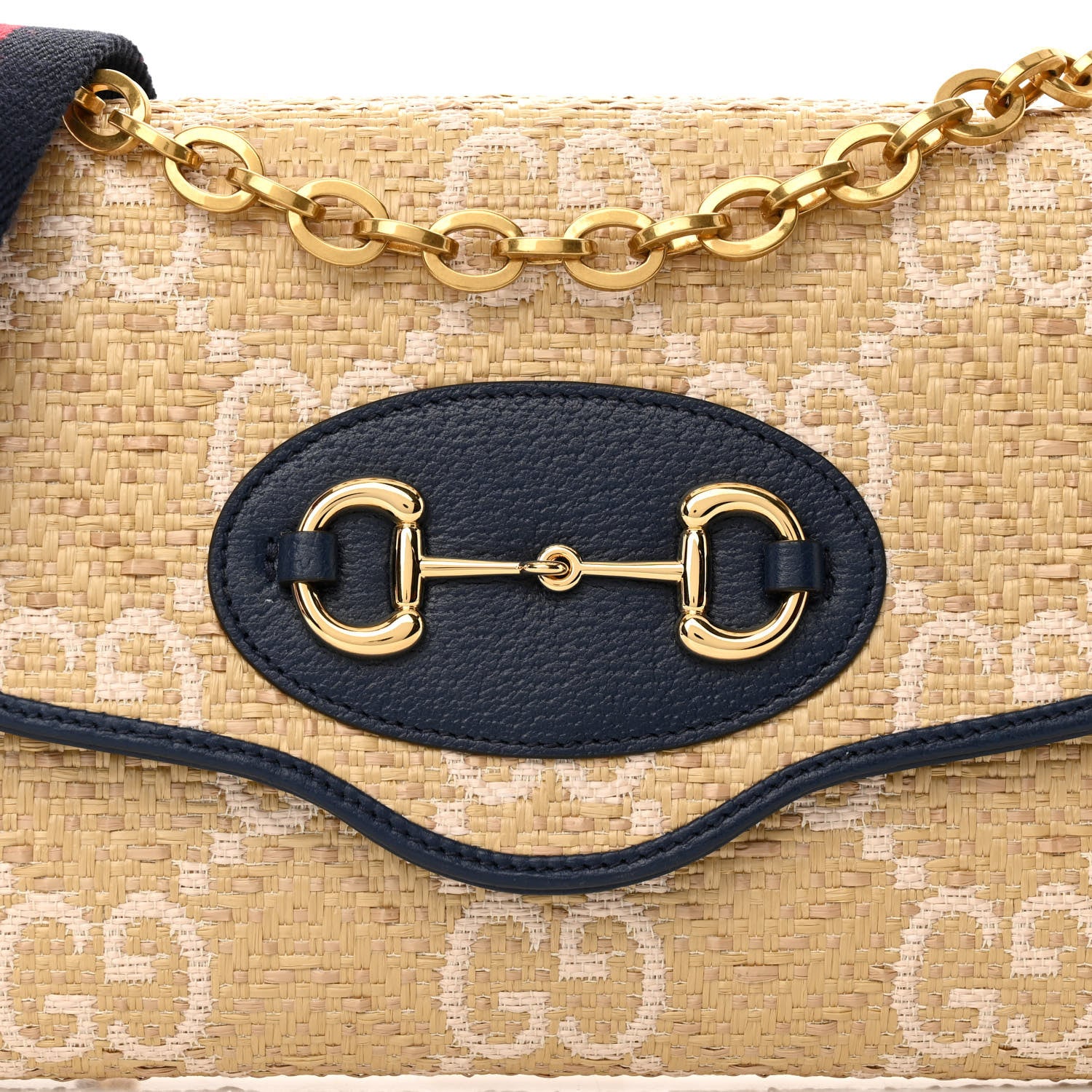 Gucci Raffia Textured Dollar Calfskin GG Monogram Web Small Horsebit 1955 Crossbody Bag 8 of 11