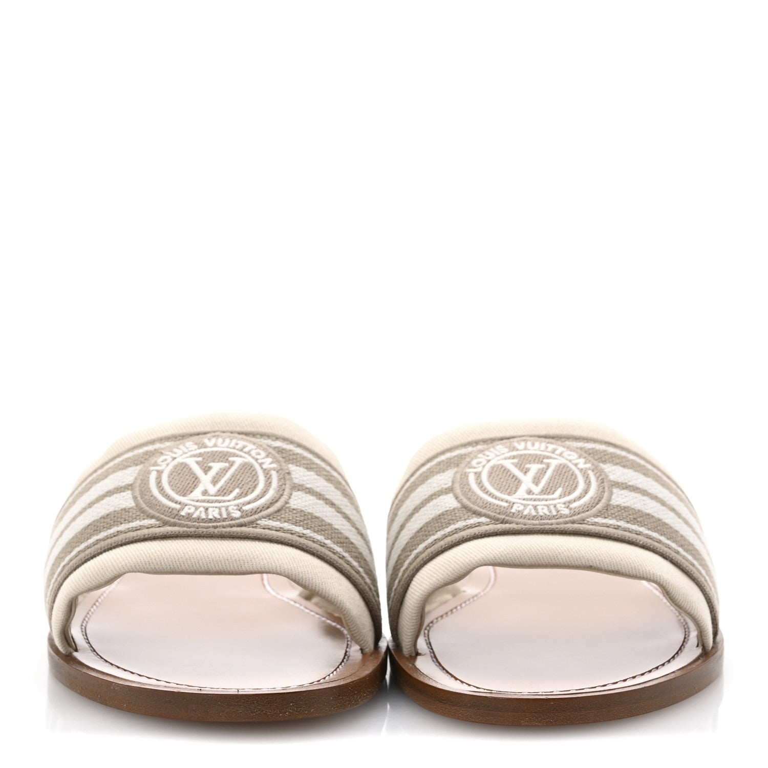 Louis Vuitton Canvas Calfskin Lock It Flat Mules 39 3 of 9