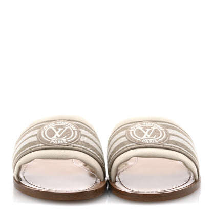 Louis Vuitton Canvas Calfskin Lock It Flat Mules 39 3 of 9