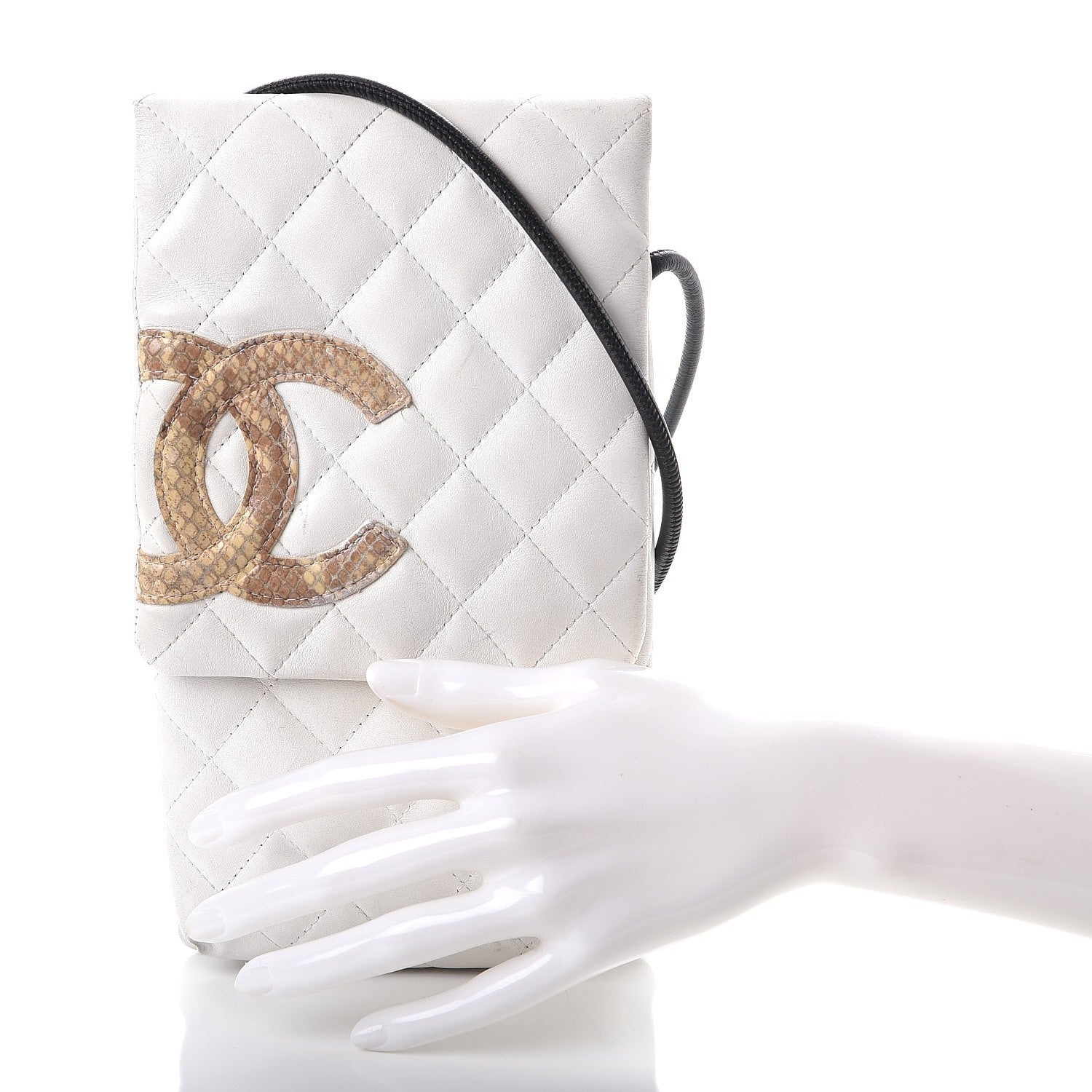 Chanel Calfskin Python Quilted Cambon Shoulder Bag White 3 of 10