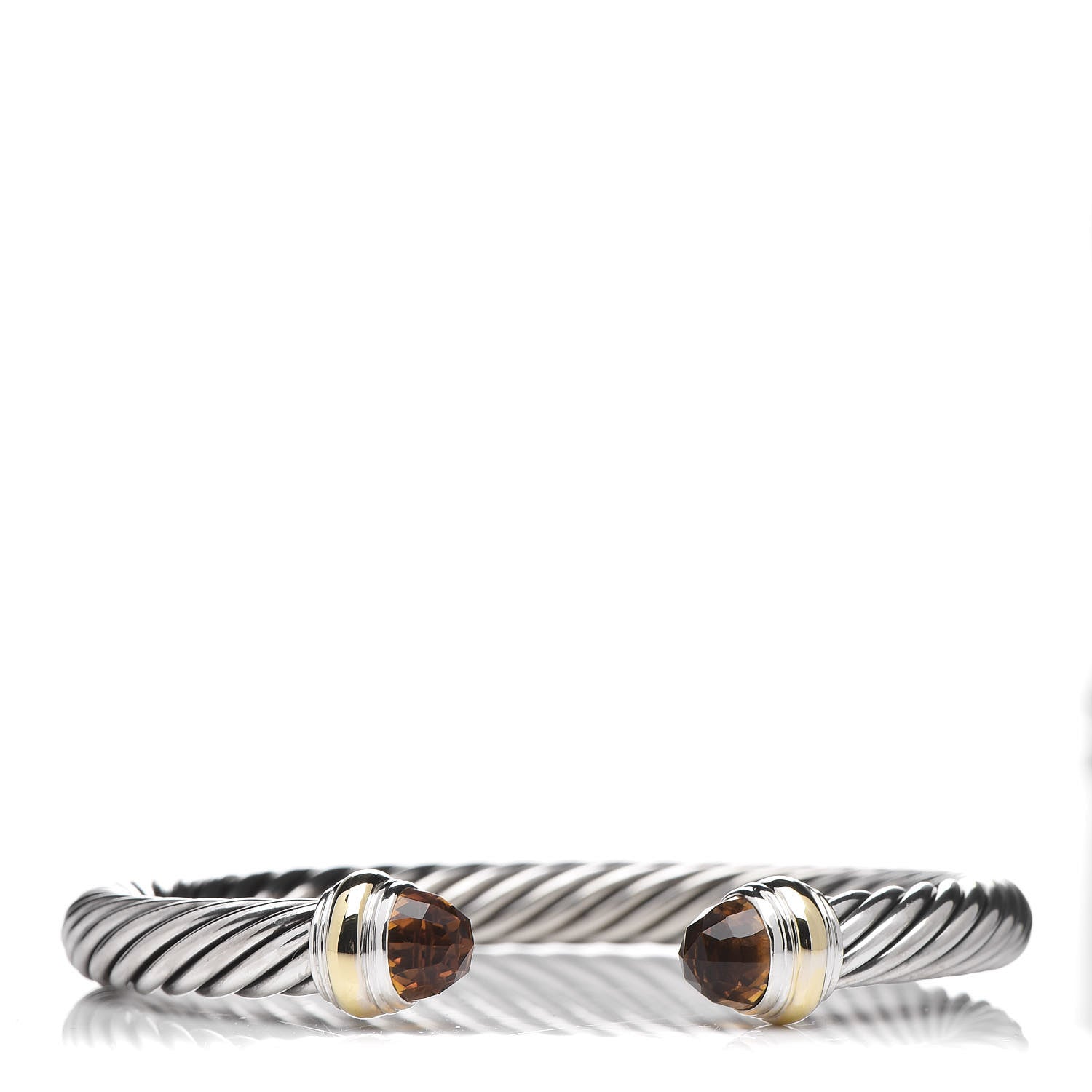 David Yurman Sterling Silver 14K Yellow Gold Citrine 7mm Cable Classics Bracelet 1 of 4