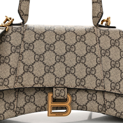 Balenciaga X GUCCI GG Supreme Monogram Small Hourglass Top Handle Bag Beige Ebony 7 of 9