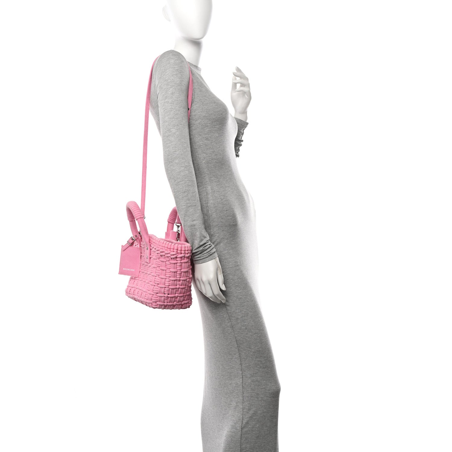 Balenciaga Washed Frayed Denim Braided XS Bistro Basket Pink 3 of 11