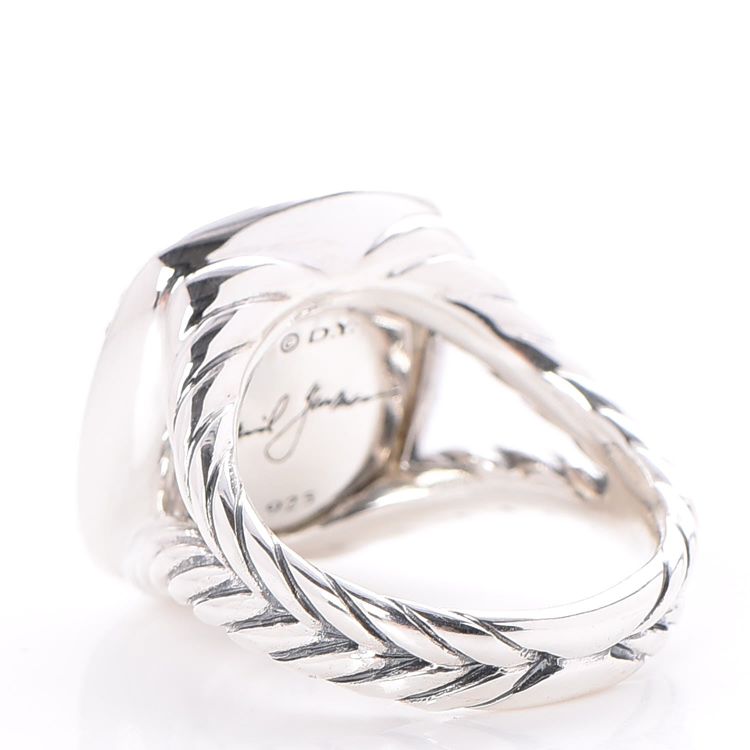 David Yurman Sterling Silver Diamond Prasiolite 14mm Albion Ring 54 7 4 of 5