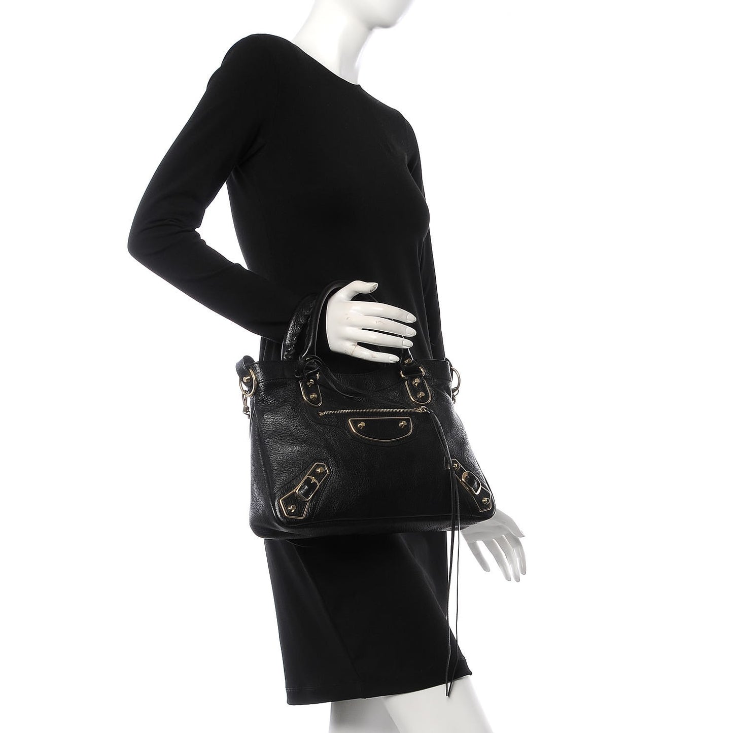 Chevre Silver Metallic Edge Hardware Town Black