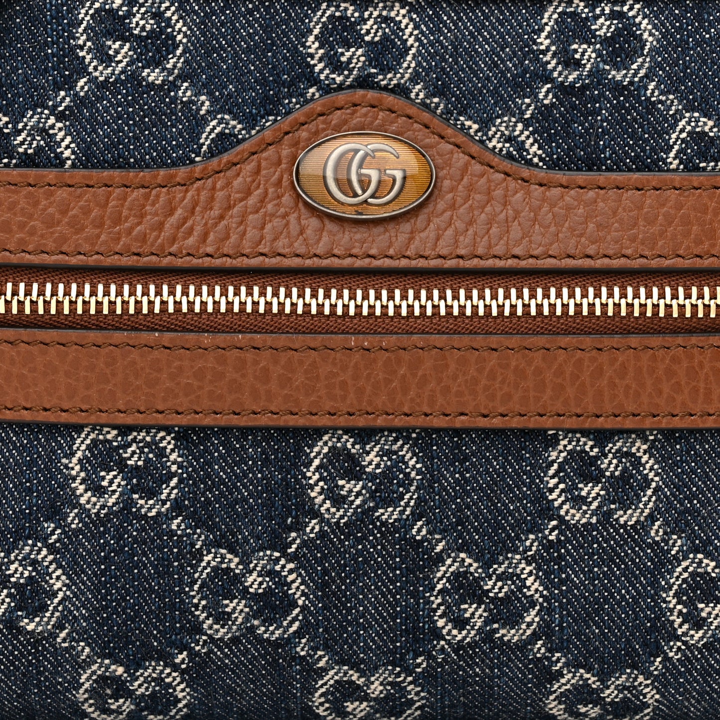 New Denim GG Monogram Dollar Calfskin Mini Ophidia Shoulder Bag Blue Tea Cuir Epilog