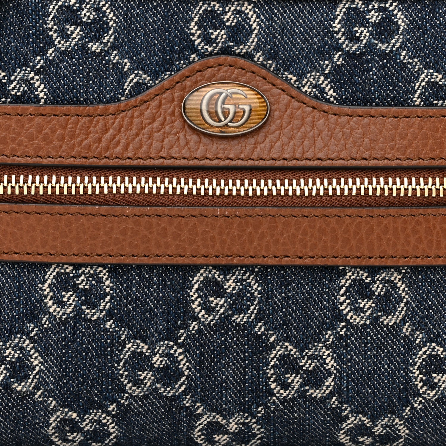 Gucci New Denim GG Monogram Dollar Calfskin Mini Ophidia Shoulder Bag Blue Tea Cuir Epilog 8 of 10
