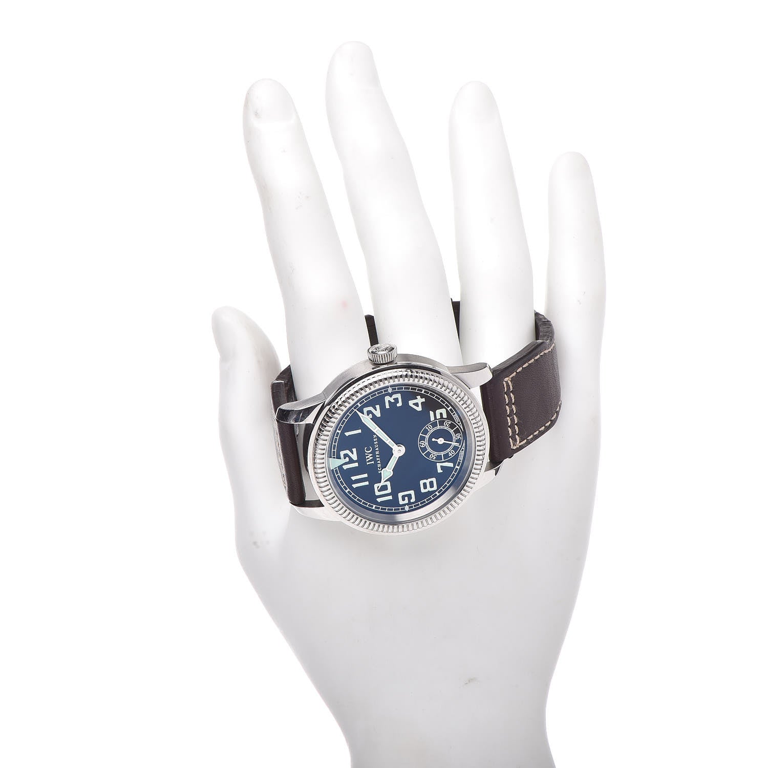 IWC Stainless Steel Calfskin 44mm Schaffhausen Pilot Manual Winding Watch Blue IW325401 2 of 5