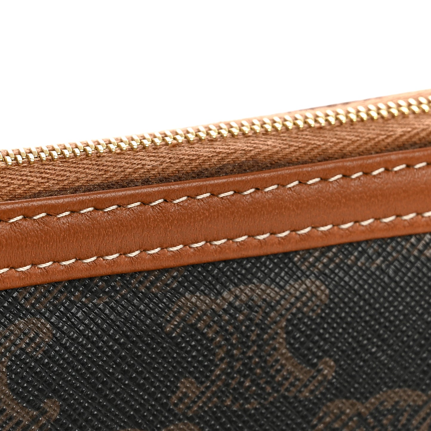 Triomphe Canvas Lambskin Clutch On Chain Tan