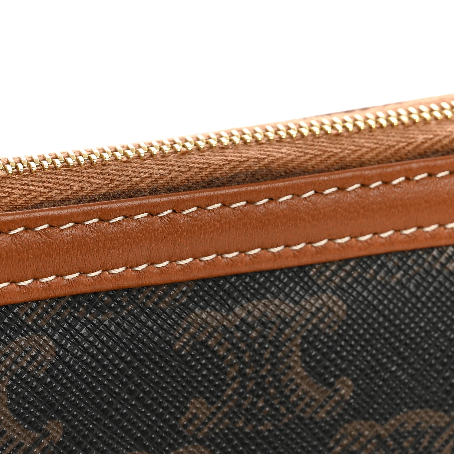 Celine Triomphe Canvas Lambskin Clutch On Chain Tan 12 of 12