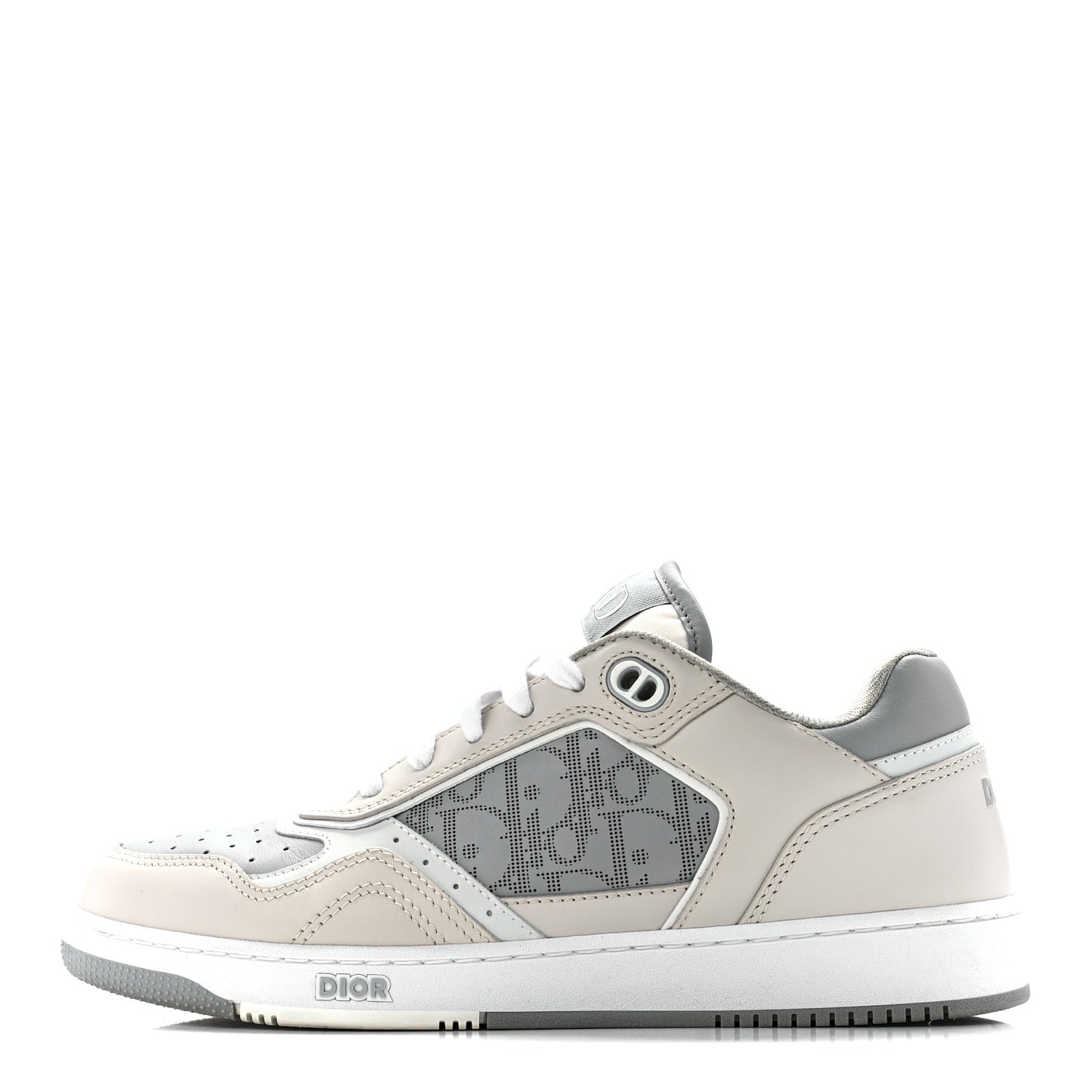 Smooth Calfskin Oblique Galaxy Perforated Mens B27 Low Top Sneakers 40 Beige Grey