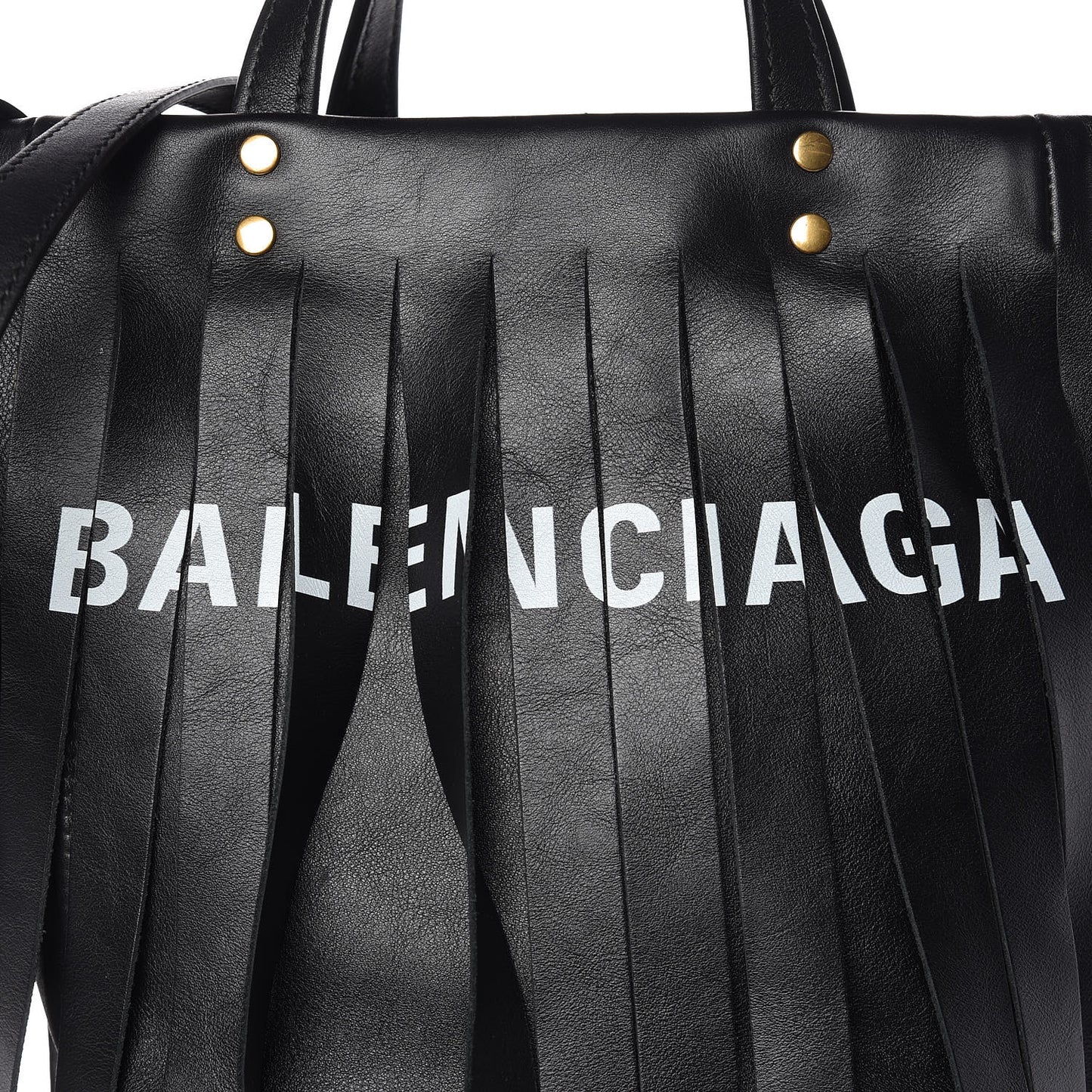 Calfskin XS Fringe Laundry Cabas Black